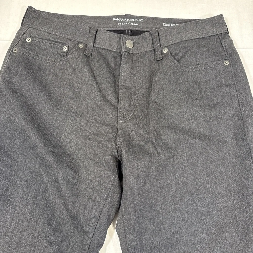 JEANS Banana Republic Mens 32x30 CHARCOAL GRAY Travel Athletic Fit Stretch Chino